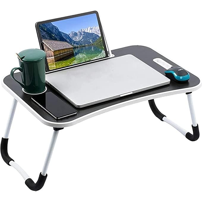 rayihni JOHN'SDECOR FOLDABLE BED LAPTOP TABLE LAPTOP DESK FOLDABLE STUDY TABLE MULTIFUNCTION LAPTOP TABLE WITH IPAD AND CUP HOLDER ADJUSTABLE FLOOR DESK BED TRAY (BLACK) - Image 2