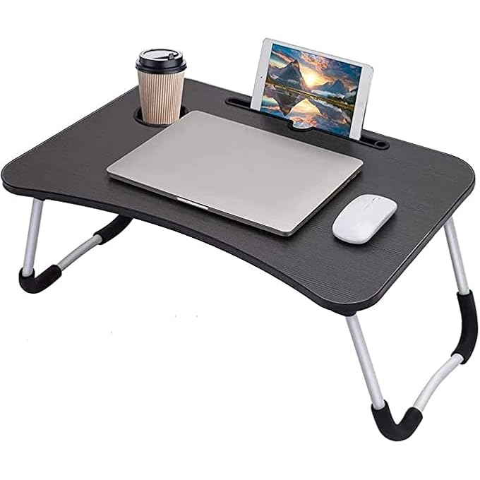 rayihni JOHN'SDECOR FOLDABLE BED LAPTOP TABLE LAPTOP DESK FOLDABLE STUDY TABLE MULTIFUNCTION LAPTOP TABLE WITH IPAD AND CUP HOLDER ADJUSTABLE FLOOR DESK BED TRAY (BLACK) - Image 3