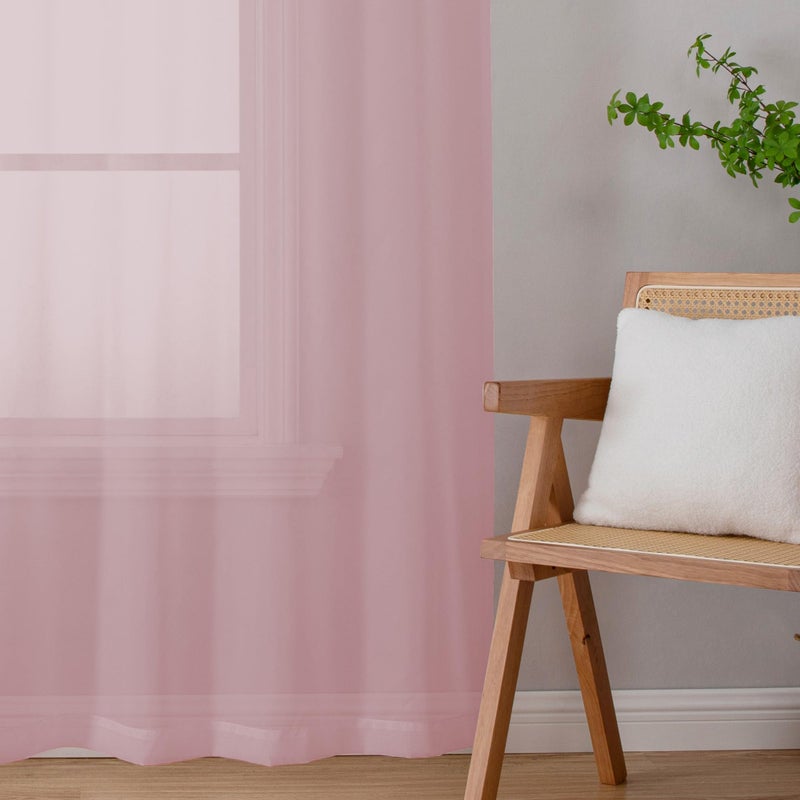 Chyhomenyc Sheer Curtains 36 inch Length 2 Panels  Light Filtering Voile Rod Pocket Short Window Sheer Curtians for Bathroom Living Room  2PCS  Blush Pink - Image 5