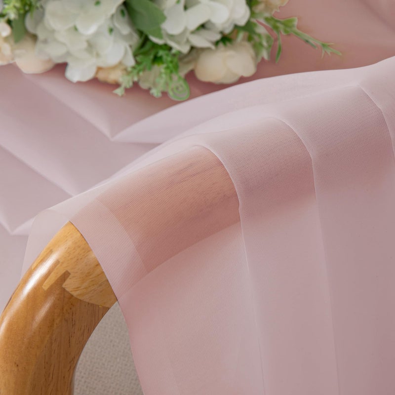 Chyhomenyc Sheer Curtains 36 inch Length 2 Panels  Light Filtering Voile Rod Pocket Short Window Sheer Curtians for Bathroom Living Room  2PCS  Blush Pink - Image 4