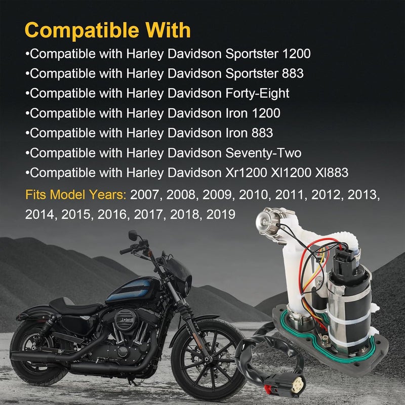 RALZAOTO Fuel Pump Assembly Replacement for Harley Davidson Sportster 1200 883, Forty-Eight, Iron 1200 883, Seventy-Two, XR1200 XL1200 XL883 (2007-2019) - Image 3