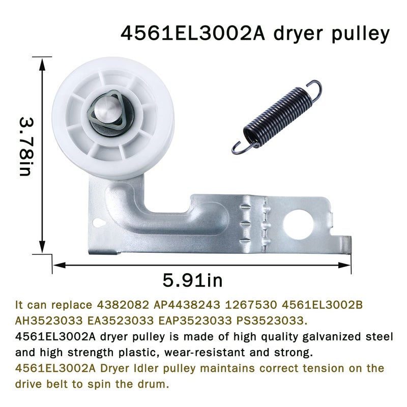 Casmer New Upgrade Dryer Roller Replacement Kit Fit for Lg or Kenmore Dryer, 4581EL2002C, 4561EL3002A, 4400EL2001D for DLEX8000V 79681072310 Dryer Drum Roller Kit Made of Premium Quality Material - Image 3