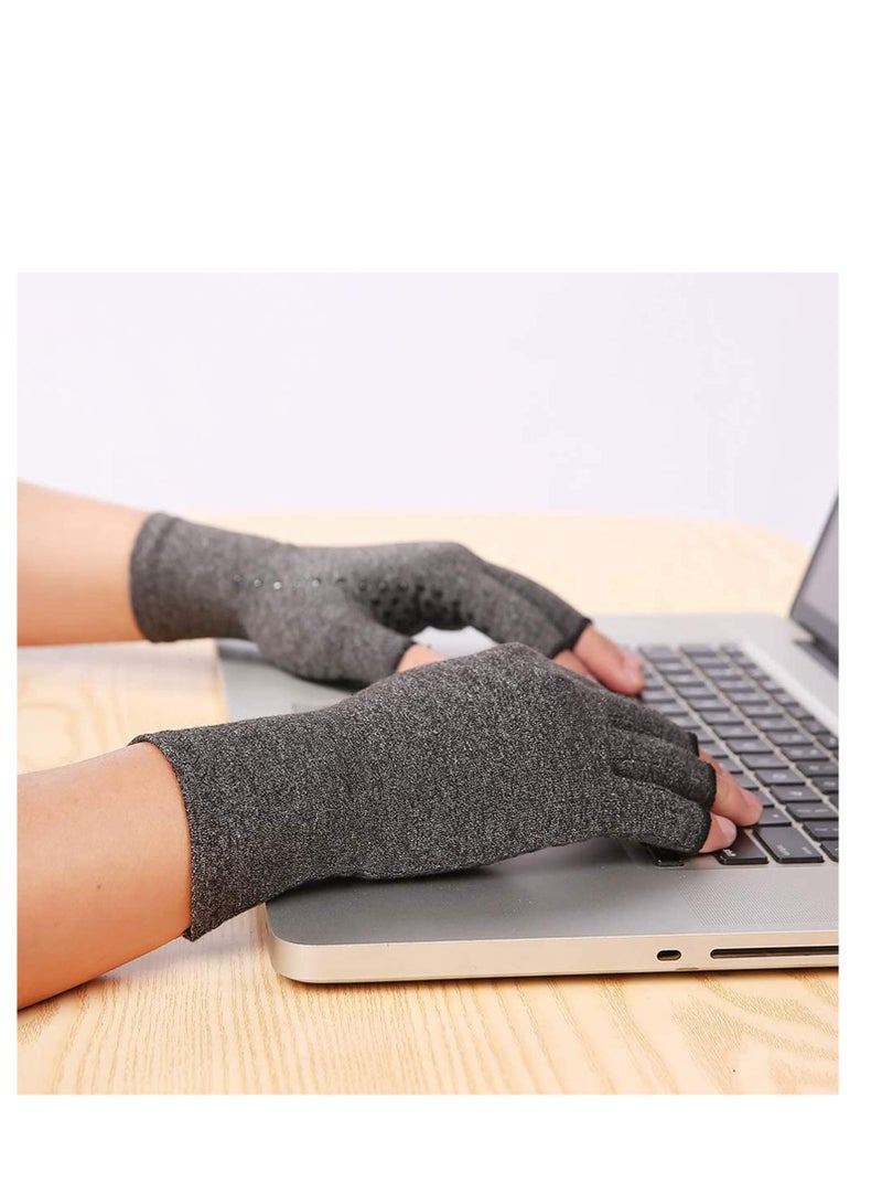 SYOSI Care Gloves, Compression Therapy Glove Wrist Support Brace Anti-Arthritis Rheumatold Health Hand Pain Relief Sleeve Gloves Grey - Image 2