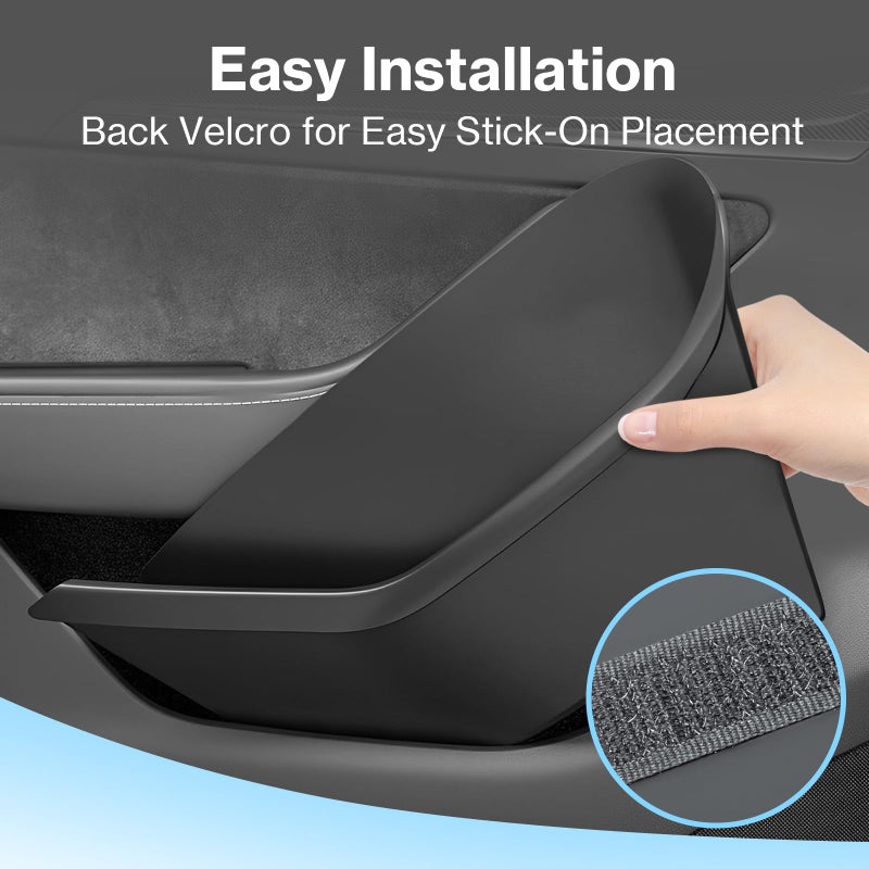 tslmodely 2026 Tesla Model Y Juniper Door Pocket Liner & Storage Organizer Set 4PCS Full-Cover TPE Door Slot Trays Waterproof & Anti-Scratch Interior Accessories Front & Rear Custom Fit for Model Y 2025 - Image 5