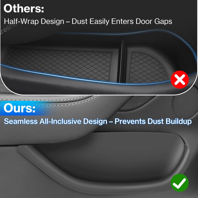 tslmodely 2026 Tesla Model Y Juniper Door Pocket Liner & Storage Organizer Set 4PCS Full-Cover TPE Door Slot Trays Waterproof & Anti-Scratch Interior Accessories Front & Rear Custom Fit for Model Y 2025 - Image 2