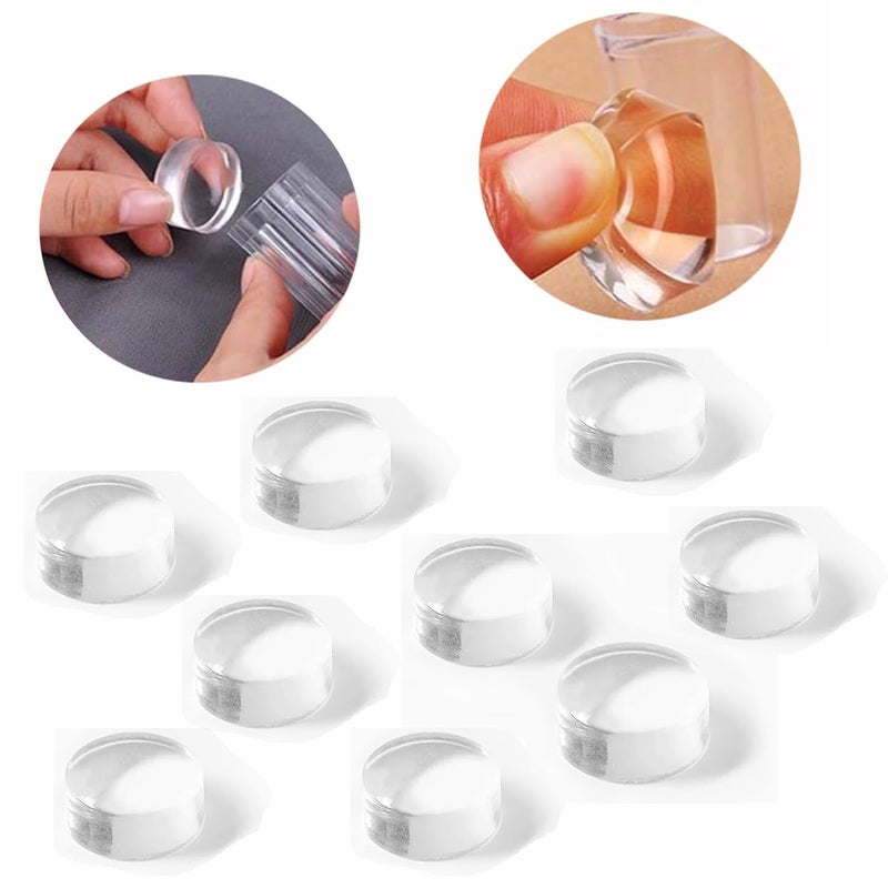9 PCS 2.8CM Clear Jelly Silicone Nail Art Stamper Head Transparent Stamping Polish Transfer Templates Tools Manicure French Tip Tool Nail Stamp Silicone Head Kit (Only Stamper Head)