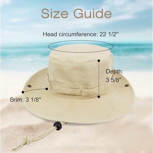 Phaiy Bucket Hat Wide Brim UV Protection Sun Hat Boonie Hats Fishing Hiking Safari Outdoor Hats for Men and Women Beige - Image 5