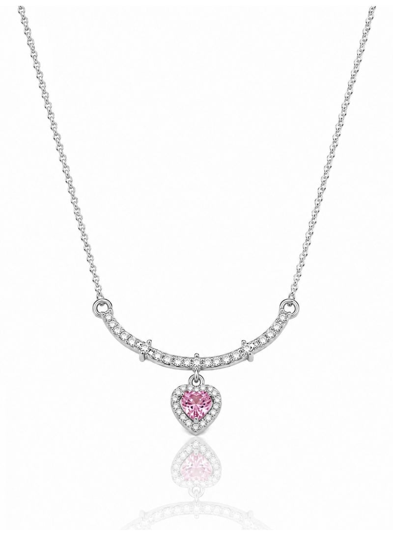 RAFAL Rosian Pink Heart Pendant Necklace for Women – Elegant Silver-Plated Soft Dainty Chain, Premium Sophisticated Romantic Jewelry for Special Occasions, Birthdays & Luxury Gifting - Image 1
