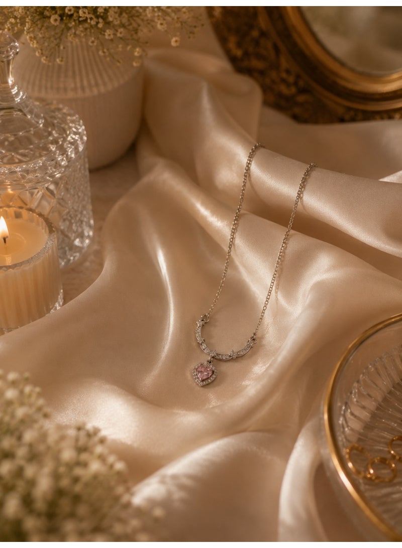RAFAL Rosian Pink Heart Pendant Necklace for Women – Elegant Silver-Plated Soft Dainty Chain, Premium Sophisticated Romantic Jewelry for Special Occasions, Birthdays & Luxury Gifting - Image 2