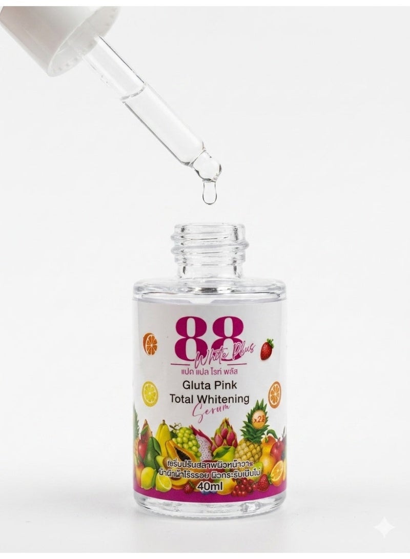 88 Total White 88 White Plus Gluta Pink Total Whitening Serum, 40ml, with Glutathione, Niacinamide & Vitamin C, X10 Concentrated Brightening Facial Serum for Dull Skin &  Bright Glow Skin - Image 2