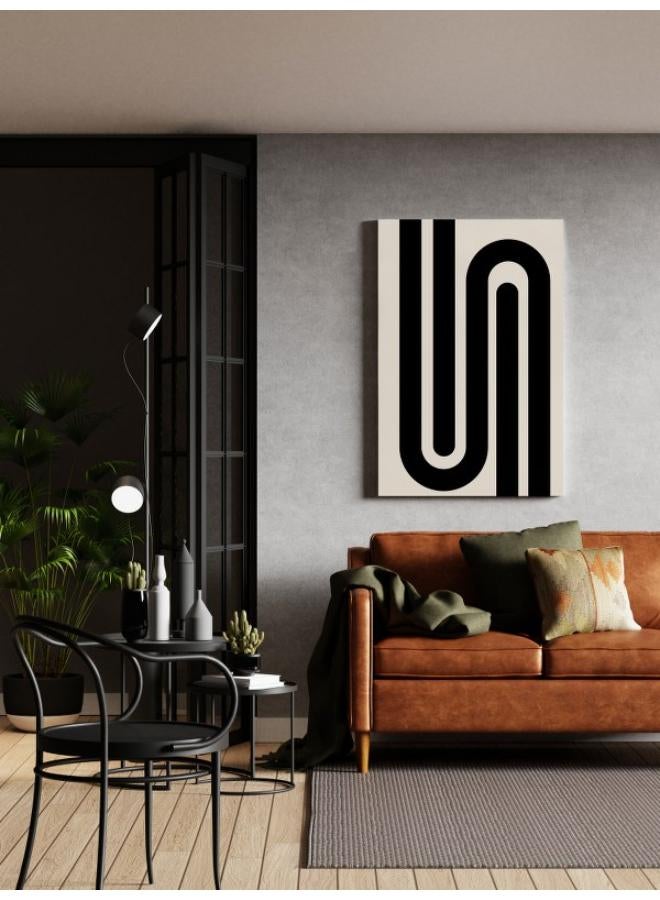 Home Gallery N Geometric Letter with Black and white poster Printed canvas wall art - Image 3