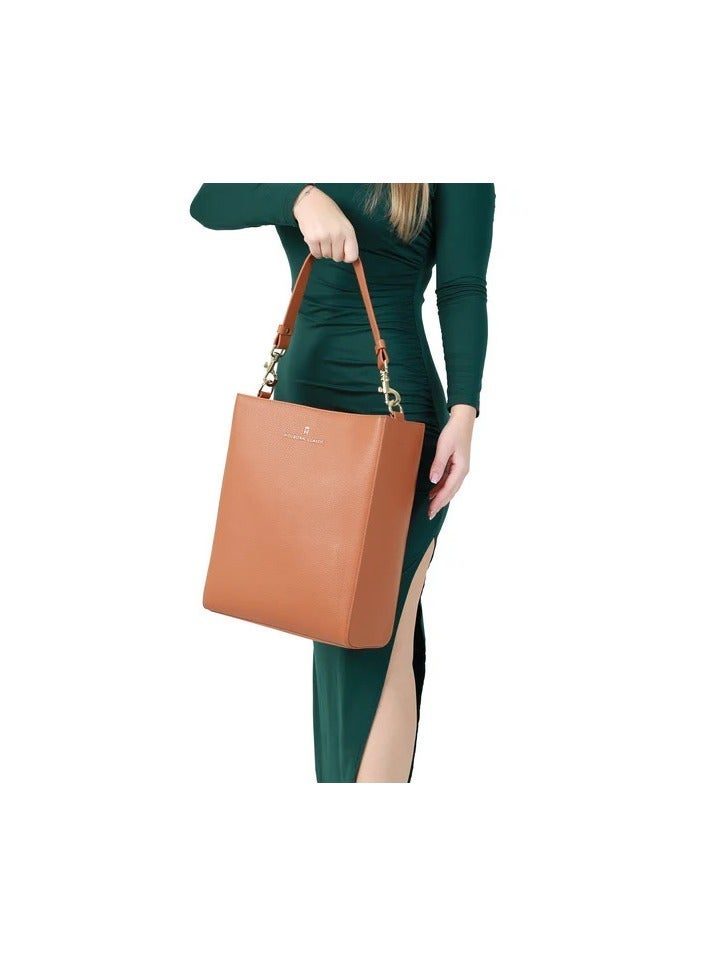 HOLBORN CLASSIC Vertical Tote - Brown - Women's Vegan Leather Tote Bag - Image 1
