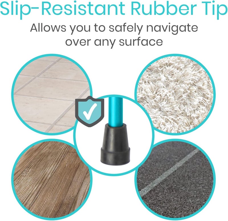 VIVE عصا المشي Vive للنساء والرجال وكبار السن مع قبضة مائلة مسجلة براءة اختراع خفيفة الوزن قابلة للتعديل مع طرف غير قابل للانزلاق دعامة متينة للتوازن للحركة لكبار السن عصا مائلة قابلة للطي - Image 4