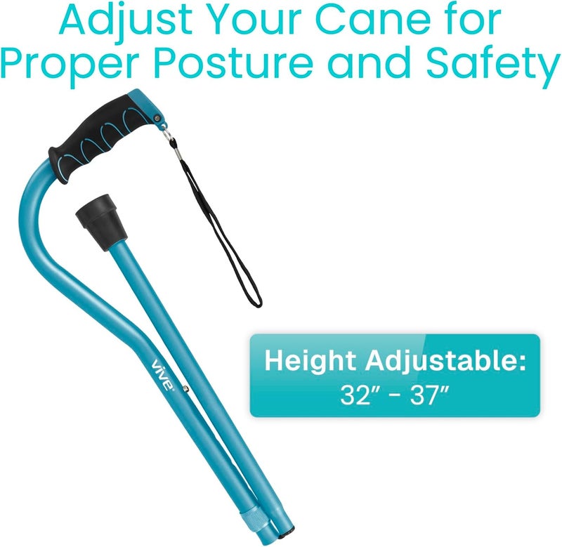 VIVE عصا المشي Vive للنساء والرجال وكبار السن مع قبضة مائلة مسجلة براءة اختراع خفيفة الوزن قابلة للتعديل مع طرف غير قابل للانزلاق دعامة متينة للتوازن للحركة لكبار السن عصا مائلة قابلة للطي - Image 2