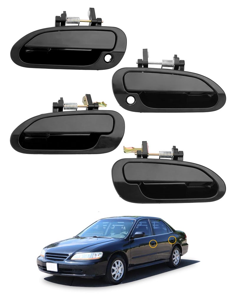 Exterior Door Handle Set Compatible with 19982002 Honda Accord Outside Front Rear Left Driver Right Passenger Side Door Handle Replace 72180S86K12 72140S86K12 72680S86K11 72640S86K11 4 PCS
