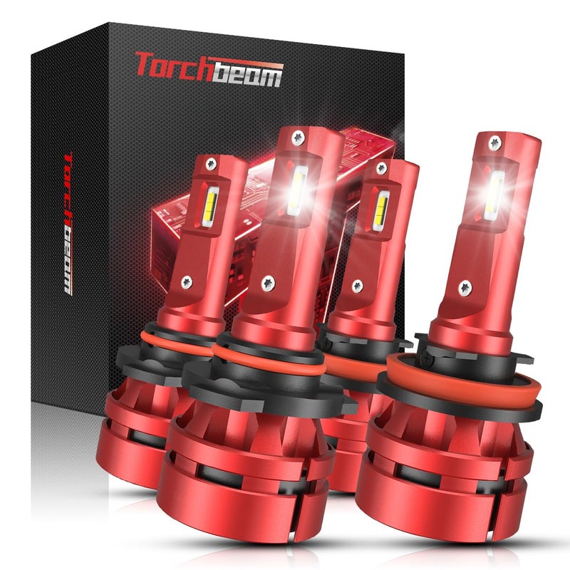 Torchbeam T2 2025 9005 H11 Bulbs Combo,90,000LM 6000K Cool White 9005/HB3 H11/h8/h9 1:1 Design Fog Light 60000HRS Lifespan Plug and Play for ATVS, Pack of 4 - Image 1