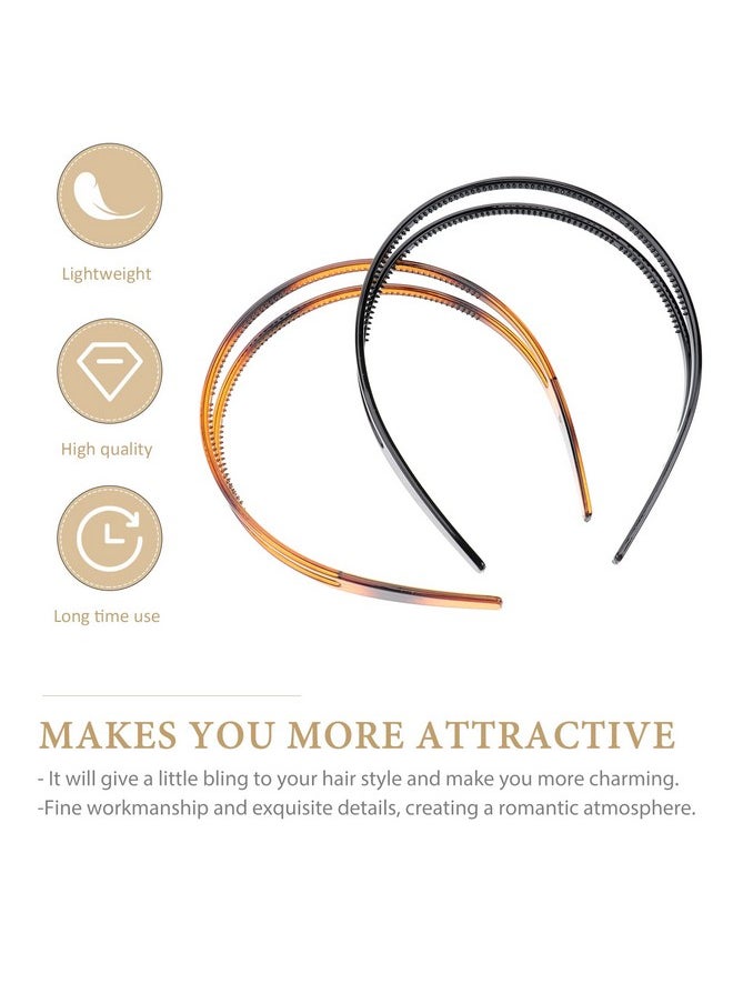 minkissy 2Pcs Toothed Headbands Plastic Hair Band Anti-Slip Hair Hoop Daily Headpiece For Women Girls  - Image 4