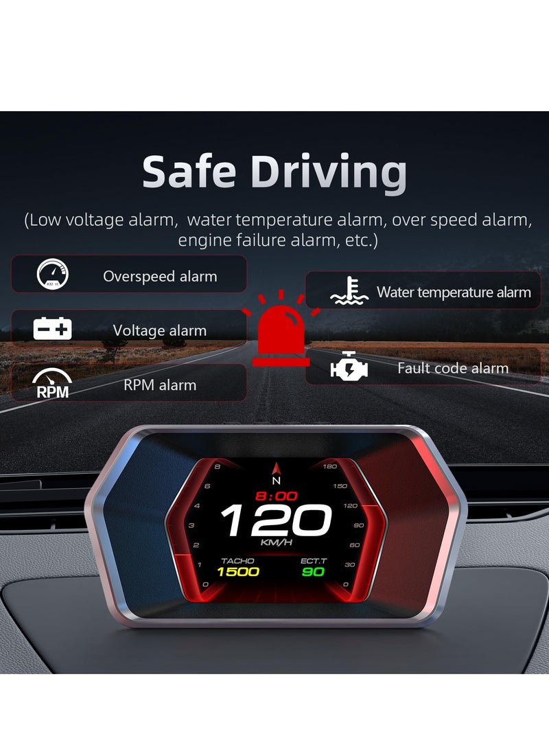 شو وو شاشة عرض رأسية، شاشة قياس OBD ذكية للسيارة، عداد سرعة GPS مع سرعة السيارة، دورة في الدقيقة، جهد استهلاك الوقود، أداة ذكية متعددة البيانات لجميع السيارات - Image 2