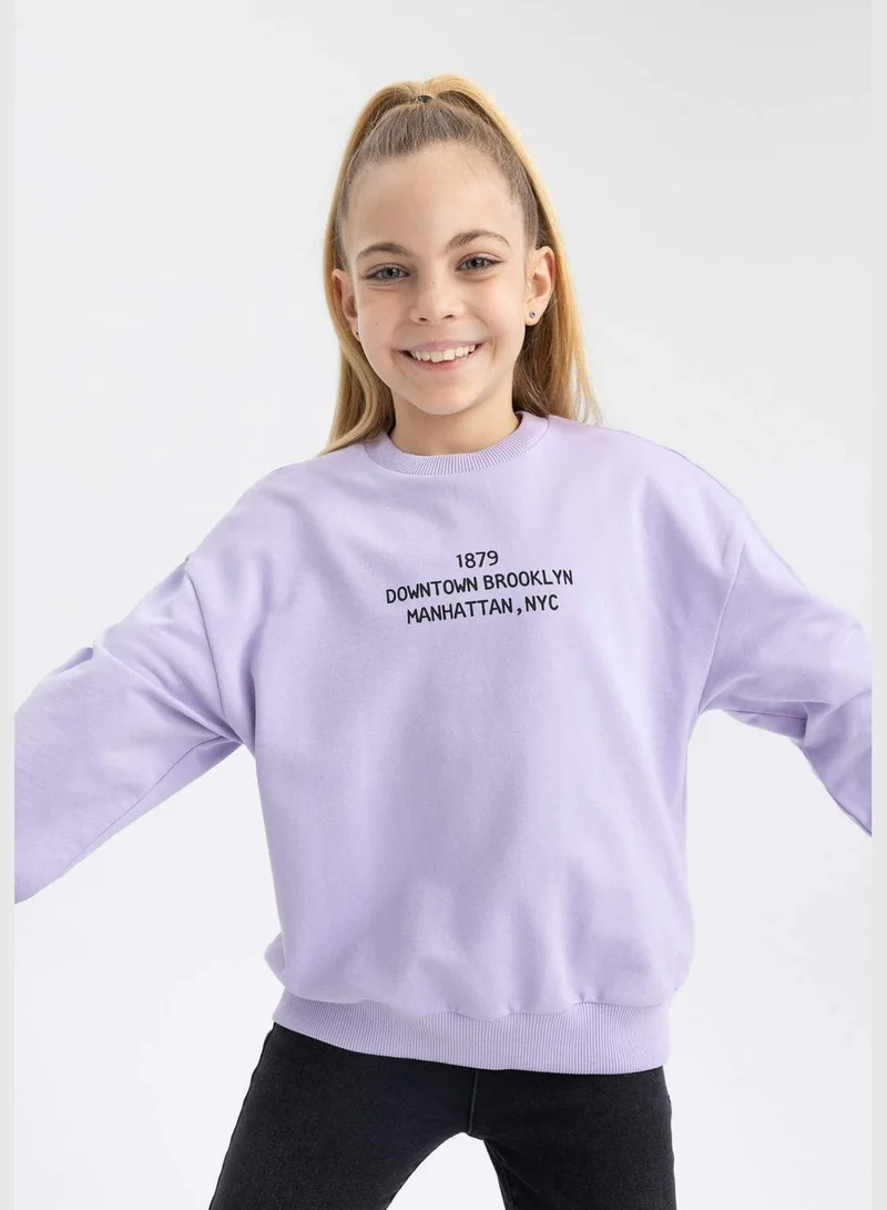DeFacto Girl Crew Neck Long Sleeve Knitted Sweatshirt