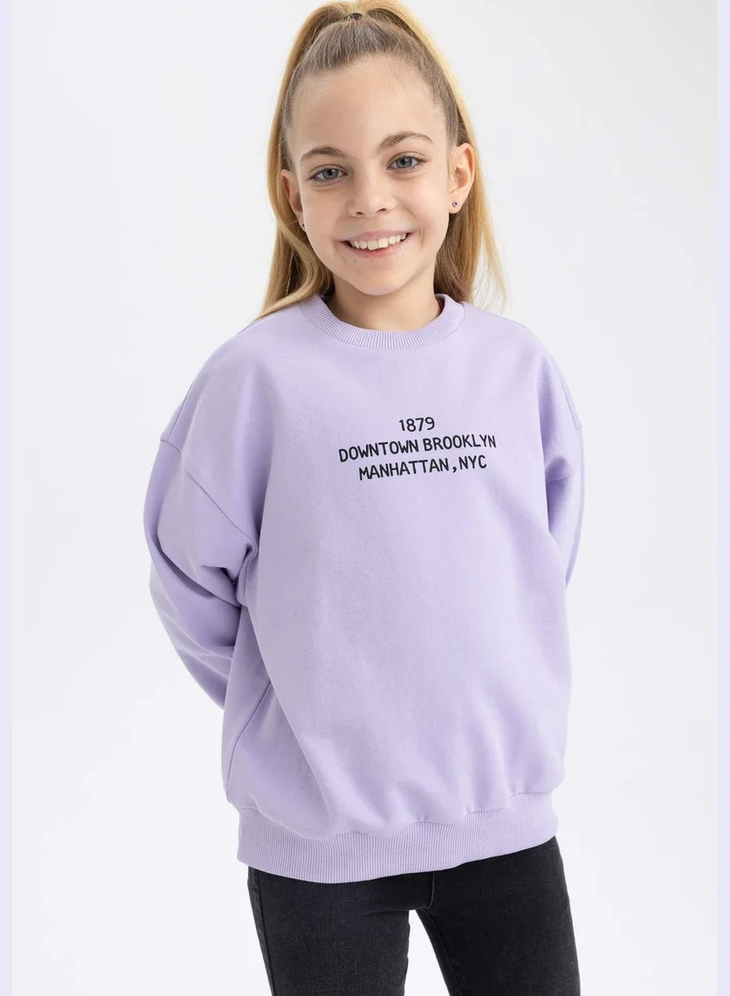 DeFacto Girl Crew Neck Long Sleeve Knitted Sweatshirt