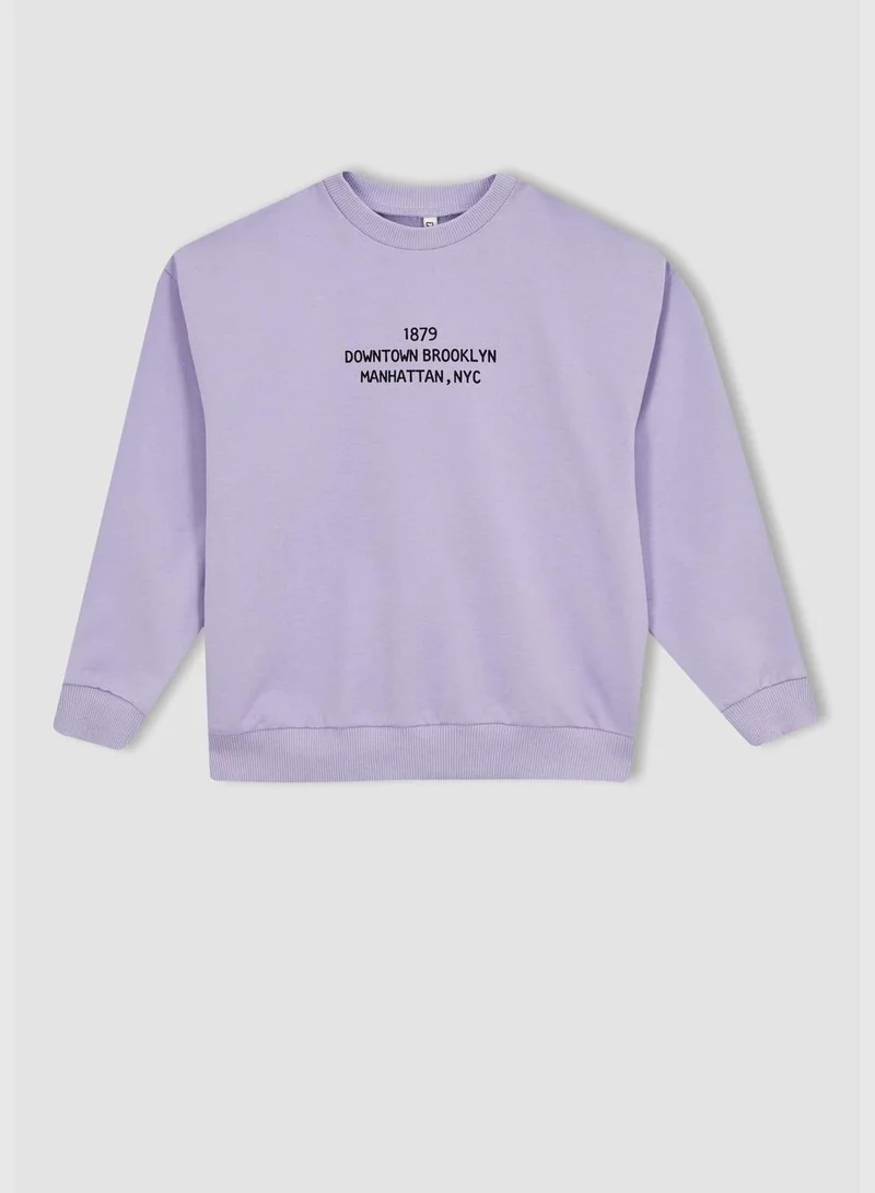 DeFacto Girl Crew Neck Long Sleeve Knitted Sweatshirt