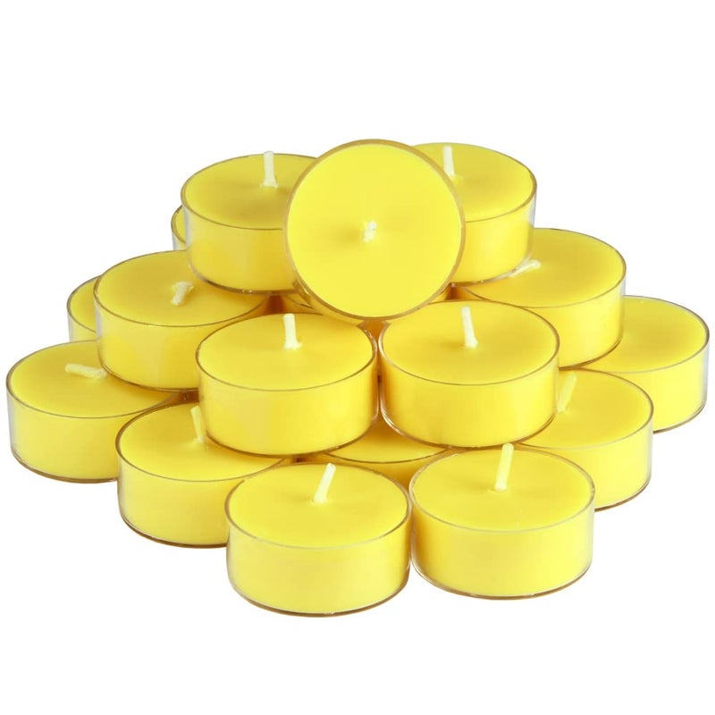 شموع شاي معطرة من ديبي - شموع شاي من شمع الصويا برائحة الليمون الطبيعية - مجموعة فاخرة من 24 شمعة تحترق لمدة 4 ساعات - هدية رائعة