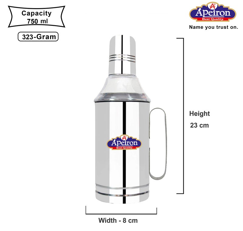 Apeiron Stainless Steel Nozzle Oil Dispenser | Cooking Oil Dispenser | 750ml | Silver Black | Oil Pourer | Pack of 1 - Image 3