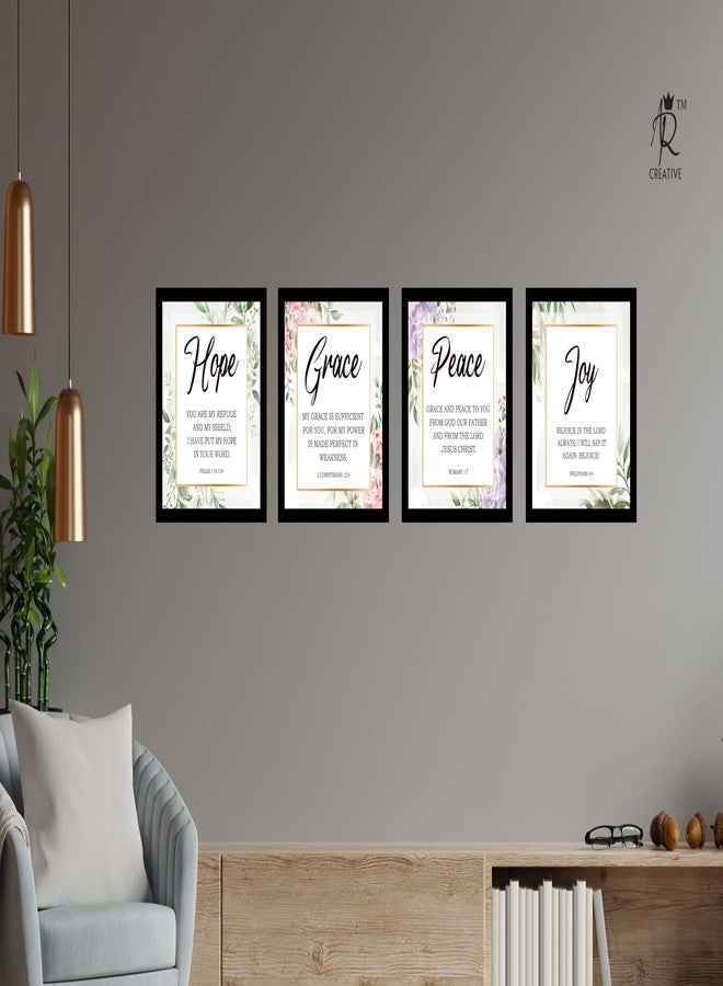 AR Creative HOPE, GRACE, PEACE, JOY - Bible Verse Wall Art, Bible Quotes Print with Frame, Home, Office Decor, Bible Quotes Poster (10 inch x 10 inch), Set Of 4 - Image 2