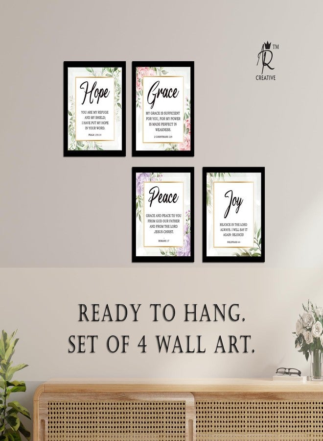 AR Creative HOPE, GRACE, PEACE, JOY - Bible Verse Wall Art, Bible Quotes Print with Frame, Home, Office Decor, Bible Quotes Poster (10 inch x 10 inch), Set Of 4 - Image 3