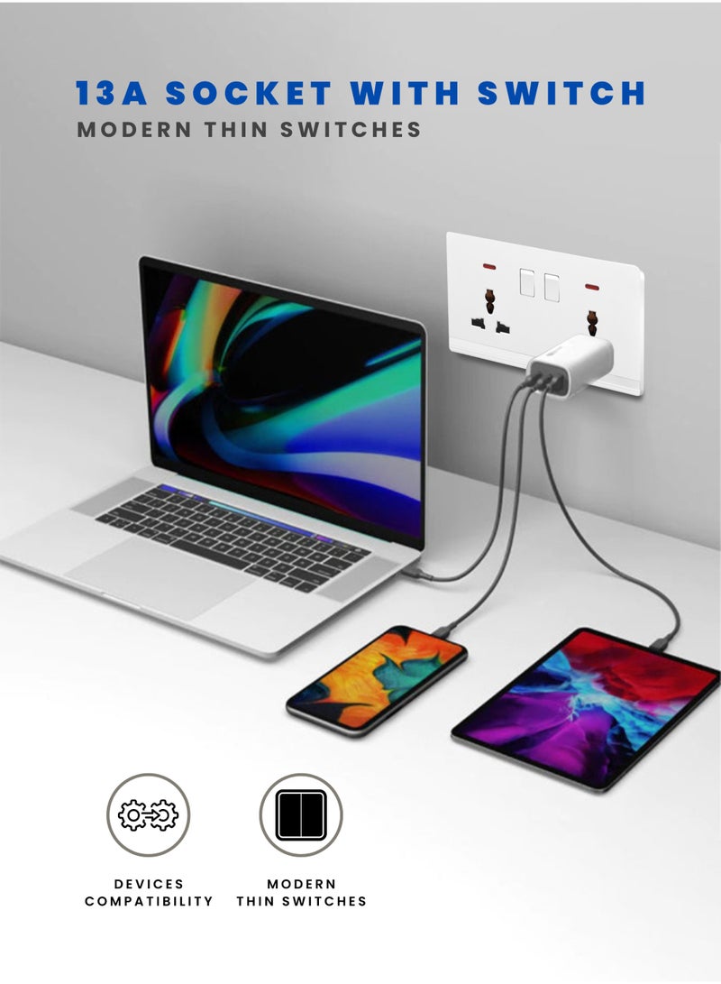 Vmax Double MF Socket with Switch Premium Wall Power Outlet Durable & Safe Design Easy Installation Multiple Color Options Ideal for Homes, Offices & Commercial Use - Image 5