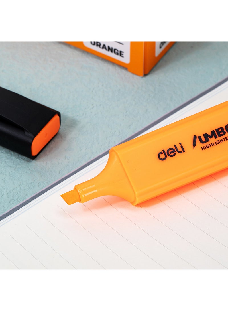 Deli Orange Highlighter Chisel tip 1-5mm , Fast-Drying , for Note-Taking , Drawing illustrations , Pack of 12 - Image 3