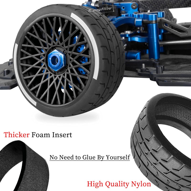 RCarmubWow RC Wheels and Tires On Road Tire Tyre for 1/7 Felony 6S BLX,17mm Hex Plastic Wheels RC Truck Tires Highway Tire On Road Tyre,4pcs,Black - Image 5
