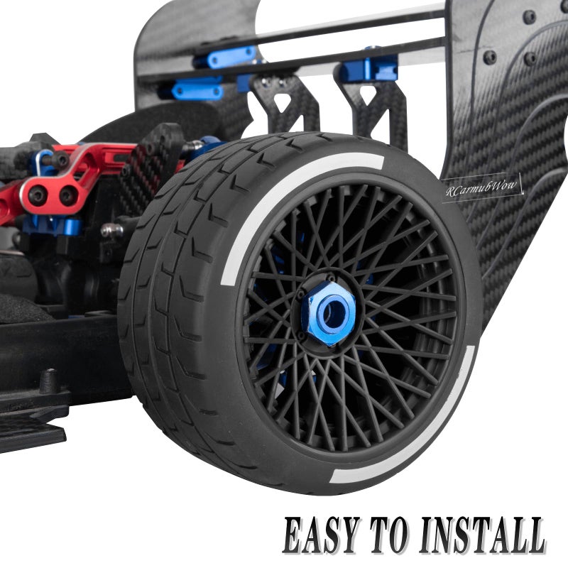 RCarmubWow RC Wheels and Tires On Road Tire Tyre for 1/7 Felony 6S BLX,17mm Hex Plastic Wheels RC Truck Tires Highway Tire On Road Tyre,4pcs,Black - Image 4