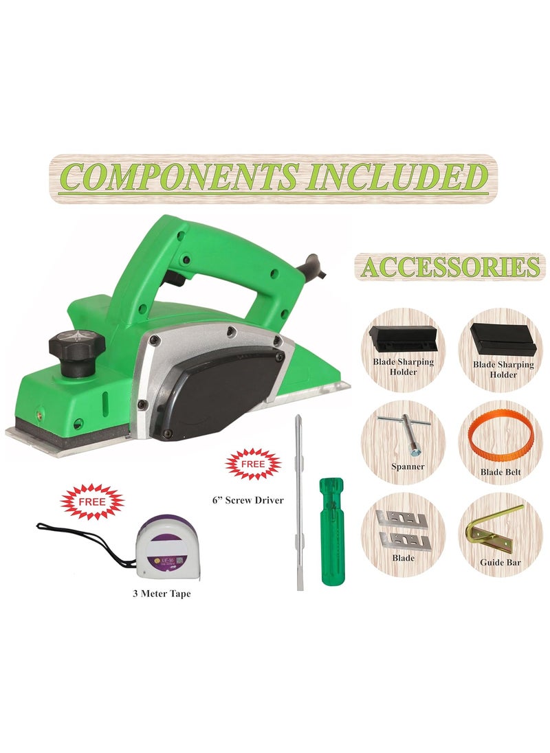 Digital Craft Digital Craft Wood Planer 1400W Machine of Carpentry HighPower MultiFunction Electric Planer Professional Woodworking Machine 82mm Electric Planer MachineTape 3Mtr6Inch 2 In 1 Screw Driver  - Image 2