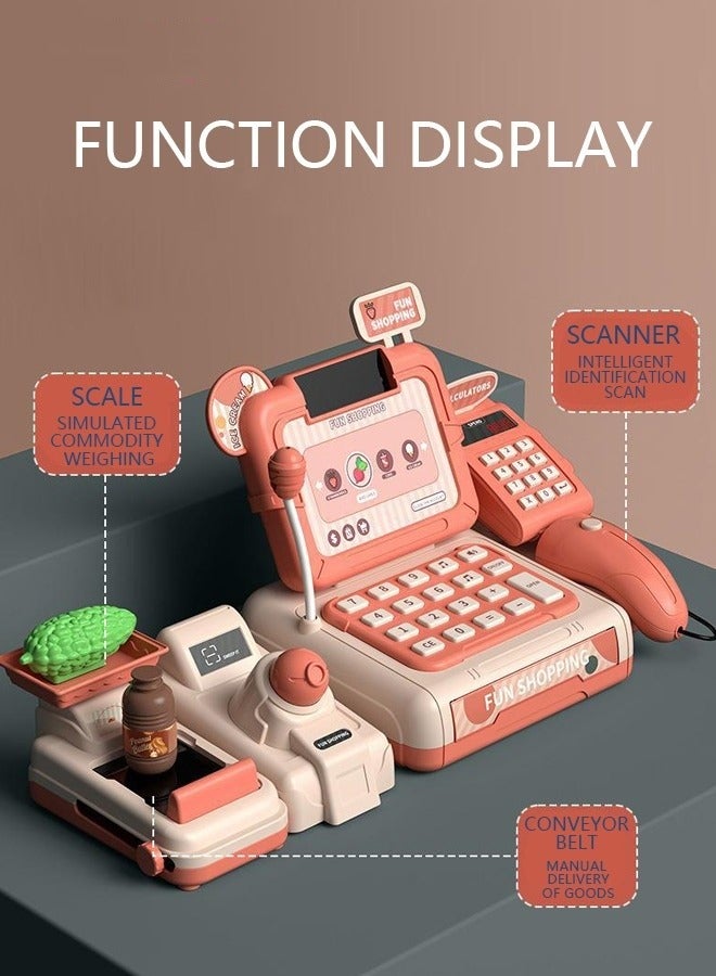 ميكسد ماكينة تسجيل المدفوعات النقدية للأطفال ، ماكينة تسجيل المدفوعات النقدية ، ماكينة تسجيل المدفوعات النقدية مع ميكروفون ، مجموعة ألعاب البقالة ، لعبة التظاهر للفتيات والفتيان - Image 2