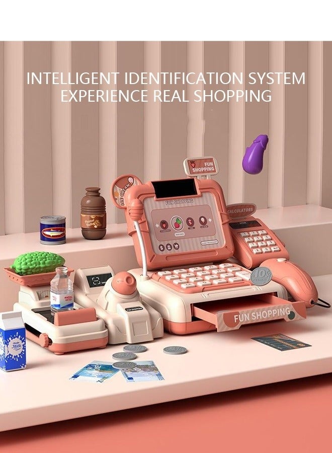 ميكسد ماكينة تسجيل المدفوعات النقدية للأطفال ، ماكينة تسجيل المدفوعات النقدية ، ماكينة تسجيل المدفوعات النقدية مع ميكروفون ، مجموعة ألعاب البقالة ، لعبة التظاهر للفتيات والفتيان - Image 3