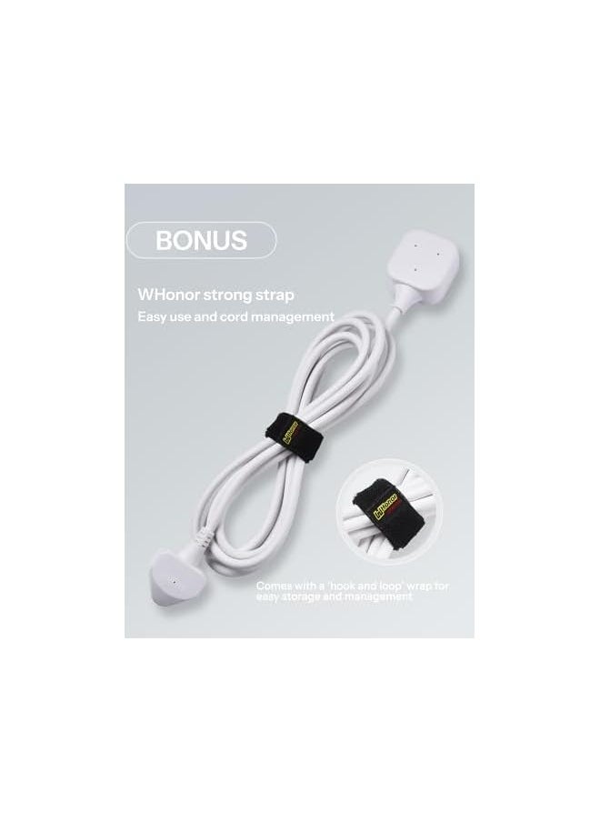 PROMASS promass 2m 1 Way Extension Cord with UK 3 Pin Plug Power Strip, Tough and Fireproof Single Extension Socket for Home & Office (White)  - Image 5