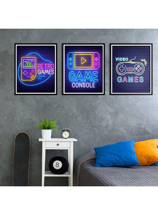 Home Trove HOME TROVE 6-Piece Video Game Canvas Poster Set – Colorful Neon Gaming Wall Art for Kids & Teens – 8x10 Inch Unframed Prints for Game Room Decor  - Image 5
