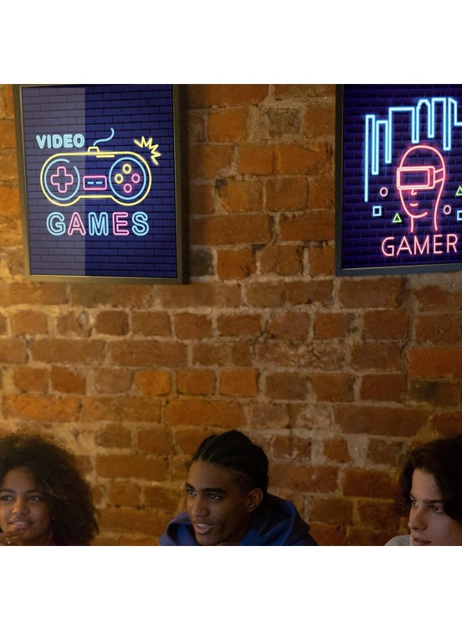 Home Trove HOME TROVE 6-Piece Video Game Canvas Poster Set – Colorful Neon Gaming Wall Art for Kids & Teens – 8x10 Inch Unframed Prints for Game Room Decor  - Image 2
