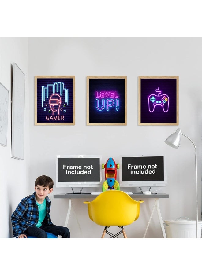 Home Trove HOME TROVE 6-Piece Video Game Canvas Poster Set – Colorful Neon Gaming Wall Art for Kids & Teens – 8x10 Inch Unframed Prints for Game Room Decor  - Image 4