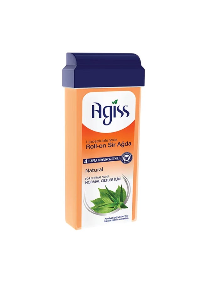 Agiss Liposoluble Roll-on Wax - Natural with Aloe Vera & Magnolia (100ml) | Professional Sir Ağda for Normal Skin | 4-Week Smoothness, Sugar-Free & Natural Resin | For Arms, Legs & Full Body - Image 1