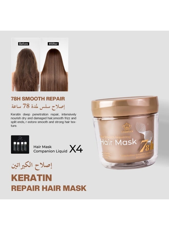 STARPLEX Hair Mask 300ml+100ml Free + 4 Companion Liquids - Repairing Silky Smooth Formula | Argan Oil Keratin Nano Keratin Amino Acids & Ceramide | 78H Long-Lasting Perfume - Image 2