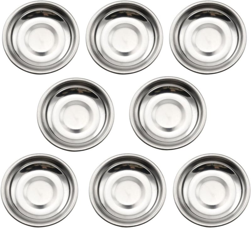 PZRT 8pcs Stainless Steel Sauce Dishes 8mm Diameter Round Dipping Sauce Dishes Soup Plate Soy Sauce Dishes Seasoning Dish Home Restaurant Supplies - Image 1