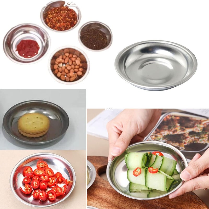 PZRT 8pcs Stainless Steel Sauce Dishes 8mm Diameter Round Dipping Sauce Dishes Soup Plate Soy Sauce Dishes Seasoning Dish Home Restaurant Supplies - Image 5