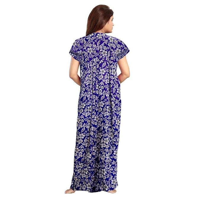KBNBJ Women's Cotton Printed Maxi Nighty (Pack of 2) (Free Size, 01 Red & Blue) - Image 5