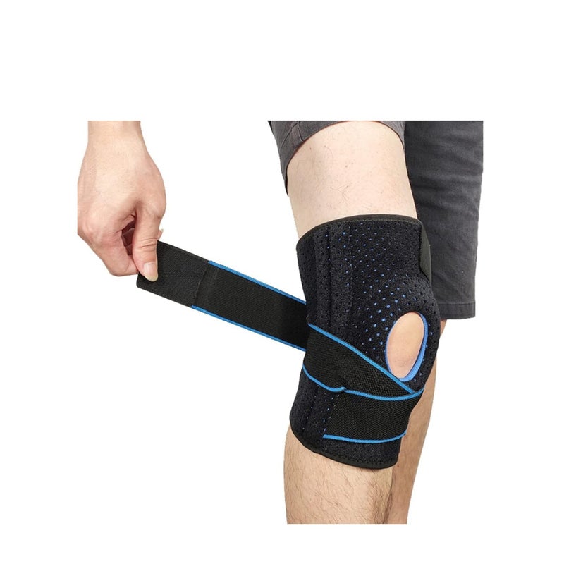 Zikra Knee Support Brace Open-Patella Gel Pads Knee Brace Side Stabilizers Adjustable and Breathable Knee Supports, Joint Pain Relief Injury Recovery for Men and Women Blue(1 piece) - Image 2