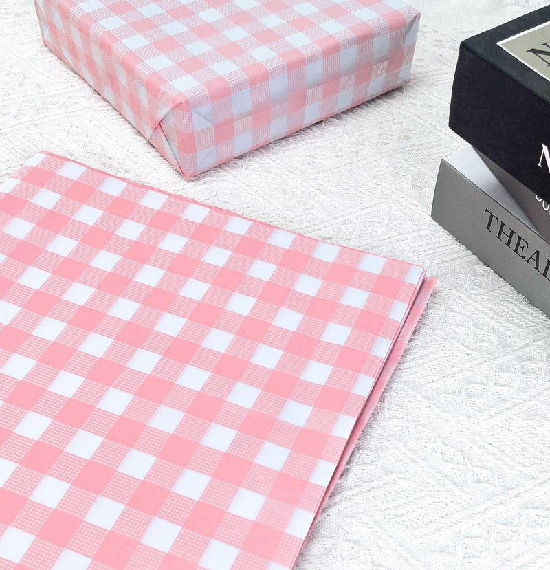 MUNILAIL 100 Sheets Gingham Tissue Paper 14 x 20 Inches Pink and White Checkered Tissue Paper for Gift Bags Bulk Wrapping Papers Gift Papers Tissue for Birthday Gift Packing Crafts - Image 4