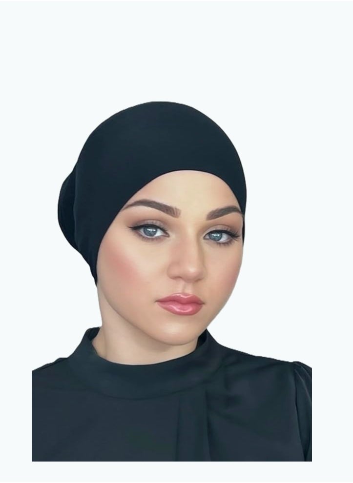 Perfectory - PERFECTORY Jersey Bonnet Tube Caps Under Scarf Head Wraps for Women Turban Hat Lightweight and Comfortable- Black - Image 1