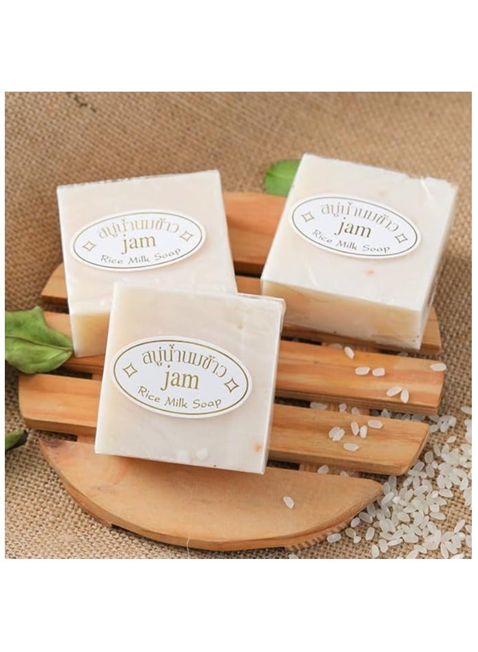 JAM Thai Rice Soap 65g Original Thai Handmade Soap Rice Milk Soap Whitening Soap Goat Milk Soap Handmade Soap(5pcs) - Image 2
