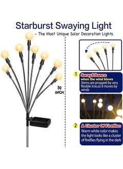 بيوينتي 4 حزمة مجموع مصابيح الحديقة الشمسية 32LED -أضواء الحديقة الشمسية في الهواء الطلق  - Image 2